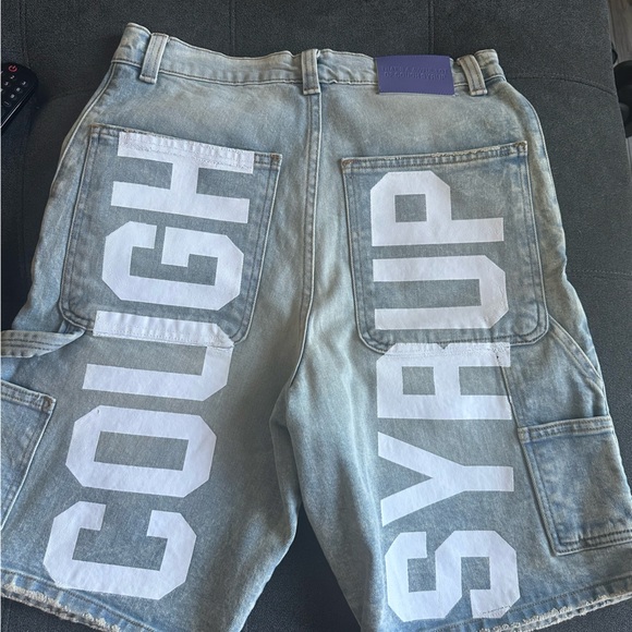 Levi's Blue and White Jean Shorts with Graphic Print - Picture 1 of 4